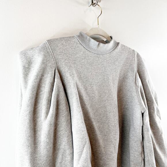 Agolde Folded Puff Sleeve Mock Neck Long Sleeve Cotton Sweatshirt Gray XS - Picture 7 of 10